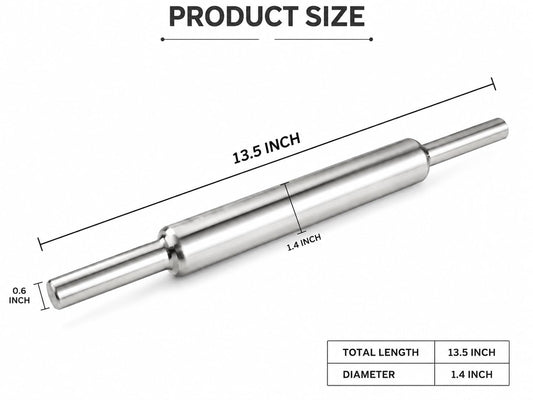 Stainless Steel ka Belan for Roti & Chapati, Heavy Duty Food Grade Steel Rolling Pin