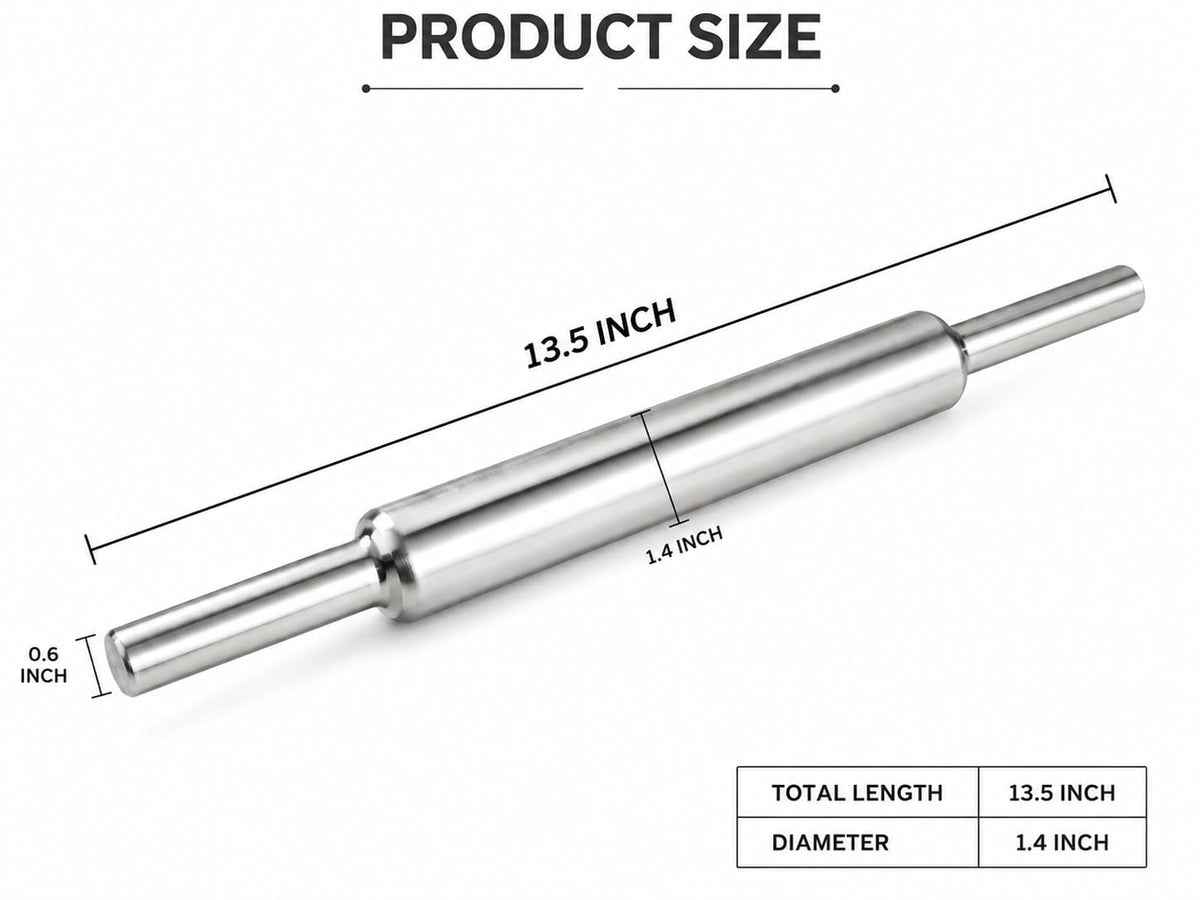 Stainless Steel ka Belan for Roti & Chapati, Heavy Duty Food Grade Steel Rolling Pin
