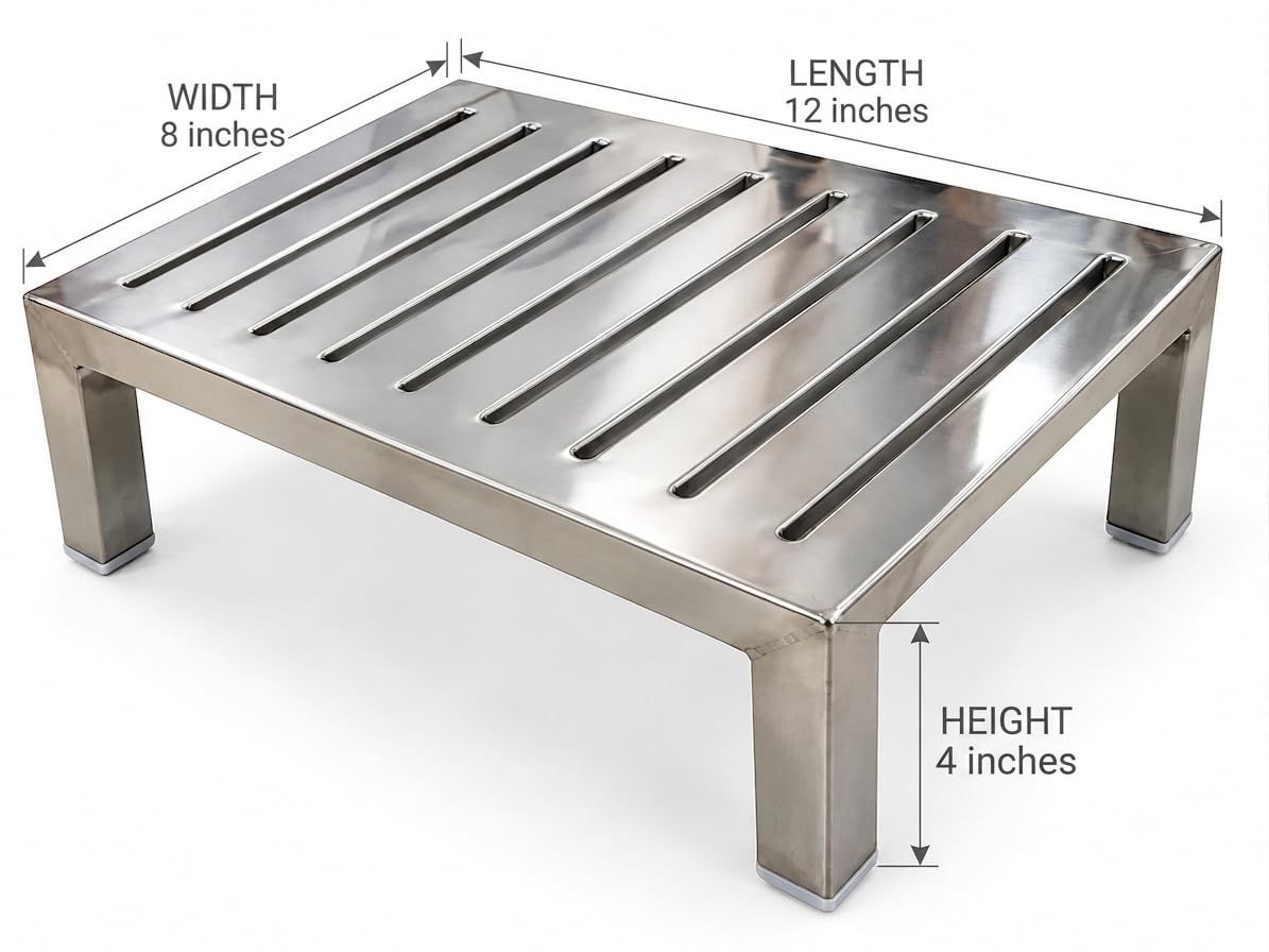 Stainless Steel Chowki for Kitchen & Puja (12x8x4 Inch) | Heavy Duty Stainless Steel Pida/Peeda for Sitting | Rust Proof Small Steel Pattiya/Sitting Platform