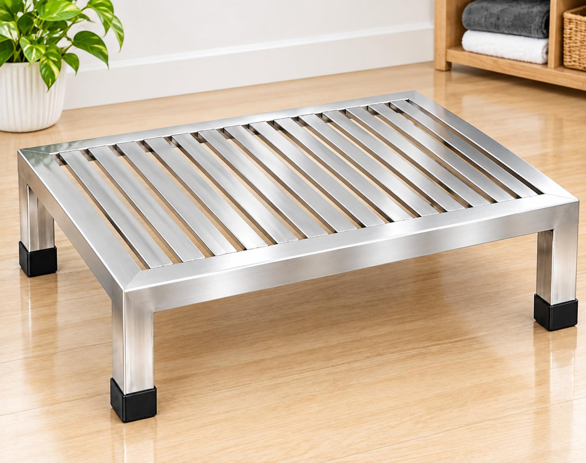 Stainless Steel Chowki for Kitchen & Puja (12x8x4 Inch) | Heavy Duty Stainless Steel Pida/Peeda for Sitting | Rust Proof Small Steel Pattiya/Sitting Platform