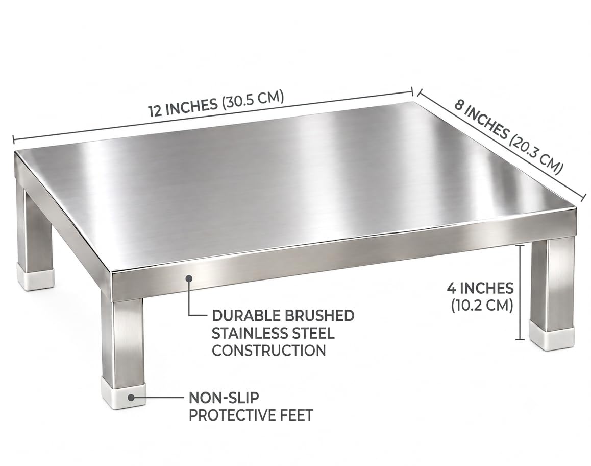 Heavy Duty Stainless Steel Chowki/Pida for Home, Kitchen & Temple (12x8x4 Inch) | Premium Stainless Steel Peeda/Sitting Chowki