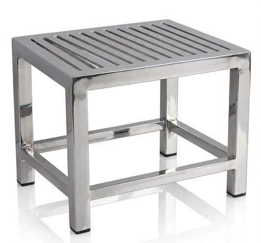 Stainless Steel Bath Stool for Bathroom & Kitchen (12 x 12 x 12 Inch) | Heavy Duty Anti-Rust Metal Small Foot Rest Bench with Rubber Feet