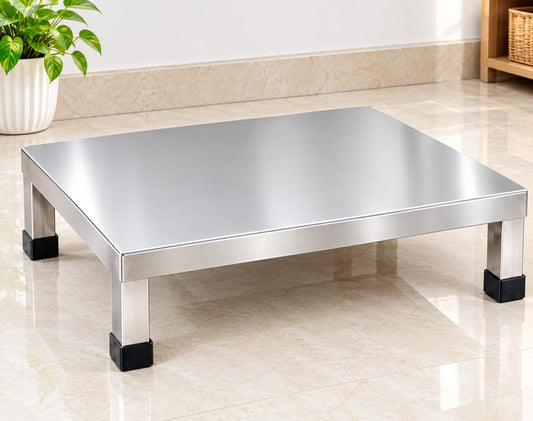 Heavy Duty Stainless Steel Chowki/Pida for Home, Kitchen & Temple (12x8x4 Inch) | Premium Stainless Steel Peeda/Sitting Chowki